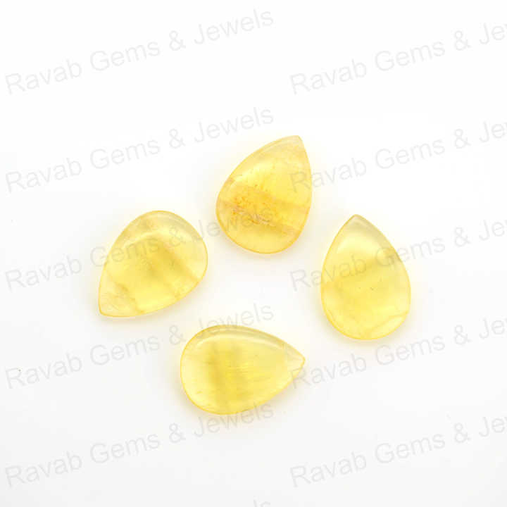 Christmas Sale 16x22mm Natural Lemon Quartz Pear Shape Cabochon Hand-Polished Loose Stone for Fine Jewelry Making