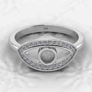 925 Sterling Silver 4mm Round Marquise CZ Semi Mount Band Ring Attractive Work Keepsake Good Ashes Jewelry Findings Components