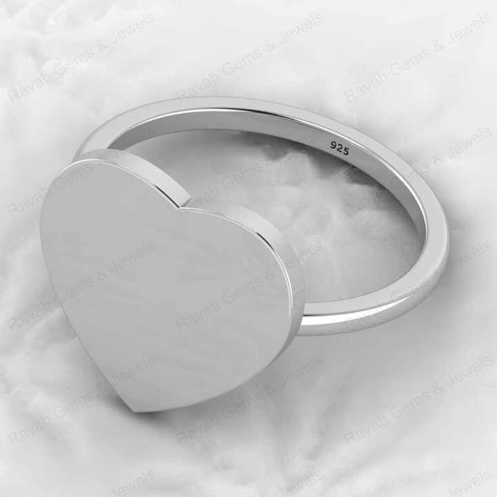 Superb 925 Silver 14mm Flat Heart Eternity Vermeil Minimalist Women's Personalized Ring With Custom Name Engraving Jewelry