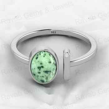 Top Selling 8x10mm Solid 925 Sterling Silver Adjustable Ring Genuine Ruby Zoisite Oval Cabochon Gemstone Wedding Party Fine