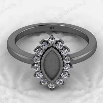 Ultimate Feather Bezel Marquise Semi Mount Ring 925 Genuine Sterling Silver Resin Ashes Jewelry Findings Components Blank Design