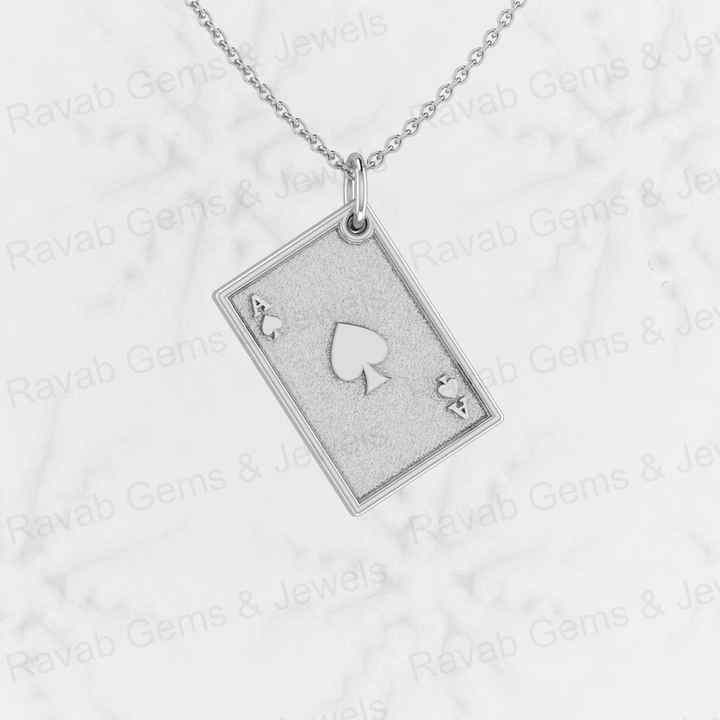 New Arrival Solid 925 Sterling Silver Ace of Spades Poker Pendant for Men Playing Card Lover Necklace Personalized Fine Jewelry