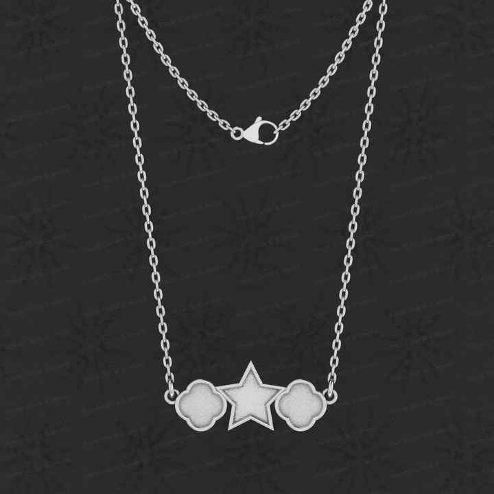 Solid 925 Silver Keepsake Clover Star Bezel Collet Charm Pendant Necklace Setting for Resin Ashes Stone DIY Jewelry Findings