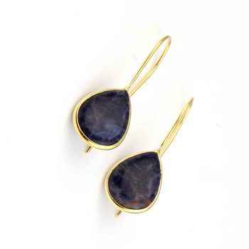 Best Quality Solid 925 Sterling Silver Fine Dangle Earrings 12x16mm Sodalite Drop Bezel Handmade for Women Wedding Party Gift