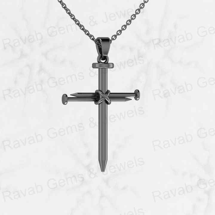 Top Quality Genuine 925 Sterling Silver 24x30mm Crucifixion Nail Cross Pendant 18" Necklace Christmas Keepsake Handmade Jewelry