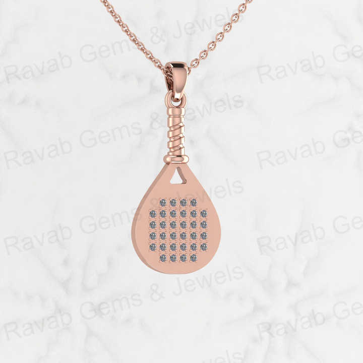 Best Selling 925 Silver CZ Tennis Player Paddle Racket Charm Pendant Necklace Personalized Gift Fine Hip Hop Jewelry For Women