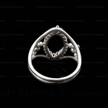 New Arrival Sterling Silver 7x14mm Marquise Filigree Cocktail Semi Mount Blank Bezel Setting Ring Jewelry Findings Components