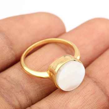 Beautiful Dainty Minimalist Natural Freshwater Pearl Gold Plated 925 Sterling Silver Promise Purity Rings for Women Teen Girls