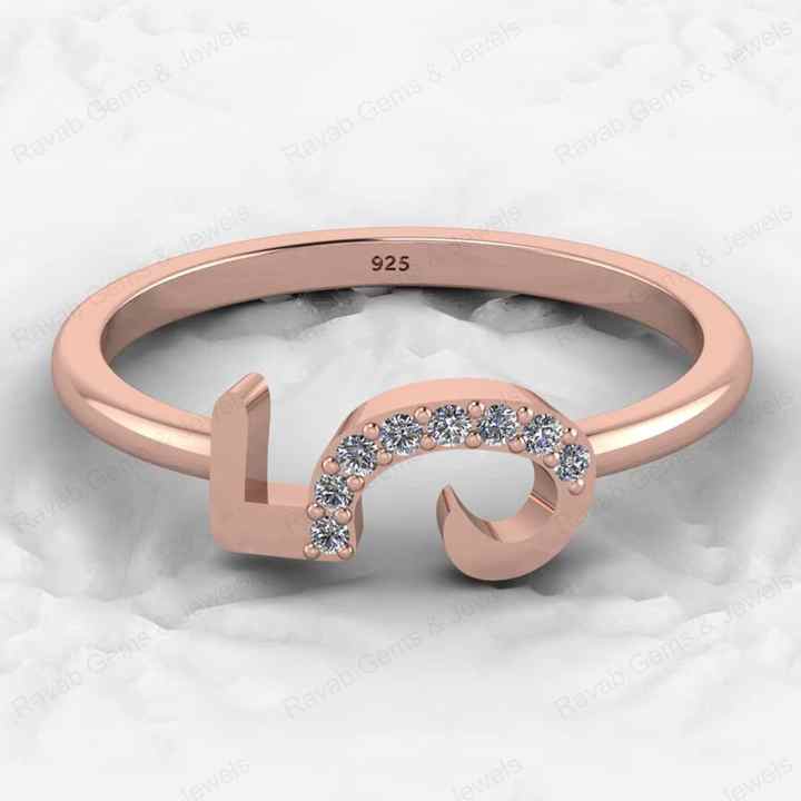 Best Selling Genuine 925 Silver Gold Vermeil CZ Initial 5 Lucky Number Eternity Band Personalized Women Ring Fine Jewelry