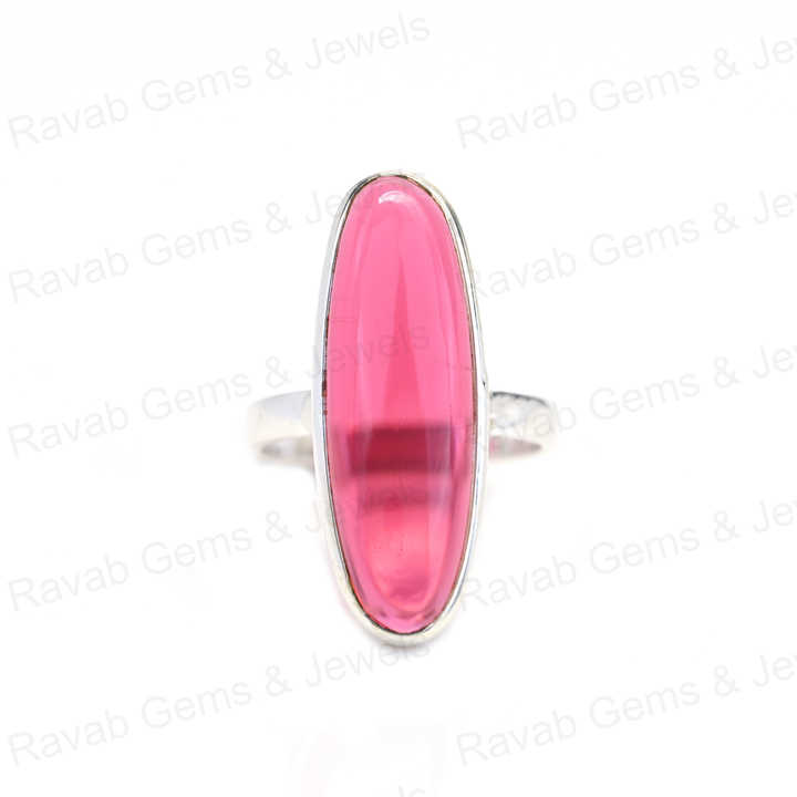 Top Selling 925 Sterling Silver Women's Fine Handmade Ring Pink Tourmaline Hydro 10x30mm Long Oval Bezel Setting