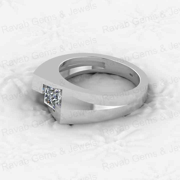 Superb Quality Solid 925 Sterling Silver 5mm CZ Brilliant Square Cut Ultimate Designer Ring for Men's Fine Handmade Jewelry