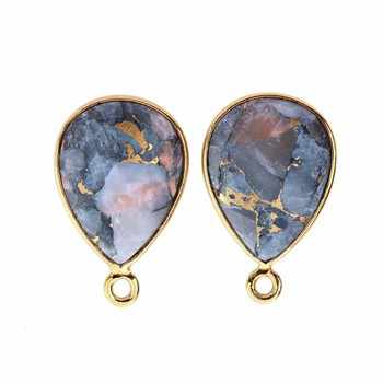 Top Selling 925 Genuine Silver Teardrop Pendant With 12x16mm White Calcite Copper Gemstone Bezel Setting Fine Charms Necklace