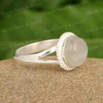 Best Selling Genuine Milky Moonstone 12mm Solid 925 Sterling Silver Gorgeous Gemstone Handmade for Women Fine Jewelry Suppliers