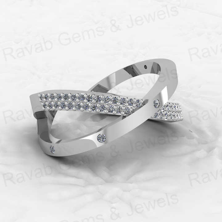 Best Selling Genuine 925 Silver Vermeil CZ Round Cut Criss-Cross Eternity Band Women's Adjustable Ring Personalized Fine Jewelry