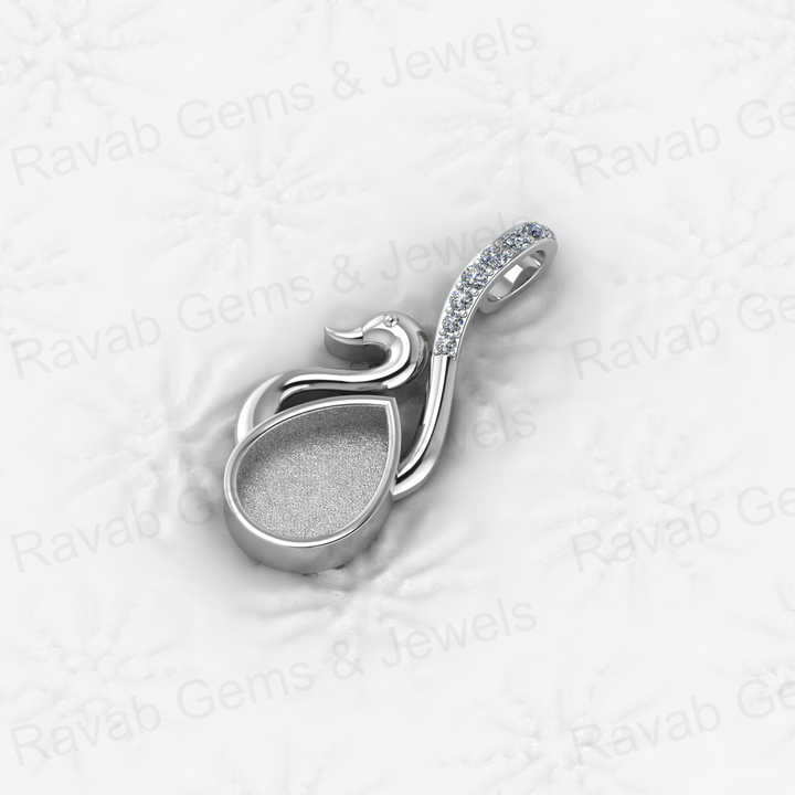 Top Selling 925 Sterling Silver 10x14mm Pear Swan Bird Charm Blank Base Pendant Setting Resin & Ashes Work Breastmilk Jewelry