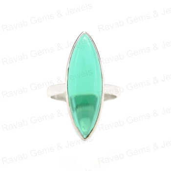Top Selling 925 Sterling Silver Women's Ring Green Fluorite Quartz 10x30mm Marquise Bezel Setting Vintage Handmade Rhodium for