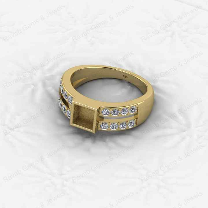 Top Quality 925 Silver 7X7mm Double Band With CZ Semi Mount Blank Setting Ring Good for Resin & Ashes Work Keepsake DIY Jewelry