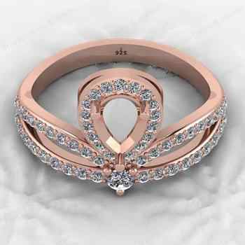 Pear CZ 8x5mm Semi Mount Good Fine Gemstone High Quality 925 Sterling Silver Cocktail Ring Micro Setting Blank Pave Jewelry