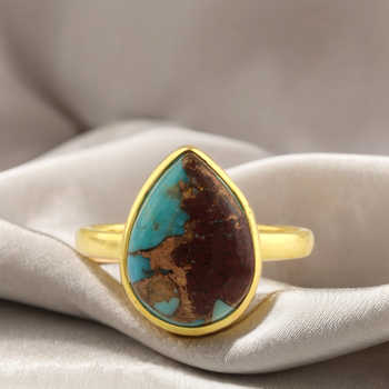 New Arrival Solid 925 Sterling Silver Genuine Chrysocolla Copper 10x14mm Dainty Ring for Women Fine Fashion Handmade Jewelry