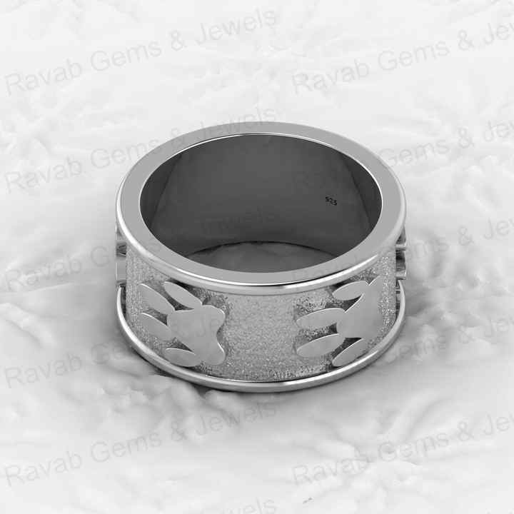 Superb Quality Solid 925 Sterling Silver Dog Paw Foot Print Modern Signet Band Ring for Men's Custom Fine Handmade Jewelry