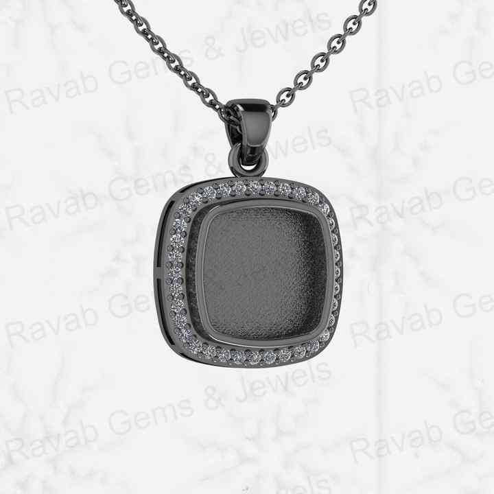 Genuine 925 Genuine Silver 10x10mm Cushion Locket Charm Pendant Semi Mounting Setting for Resin CZ Jewelry Findings Components