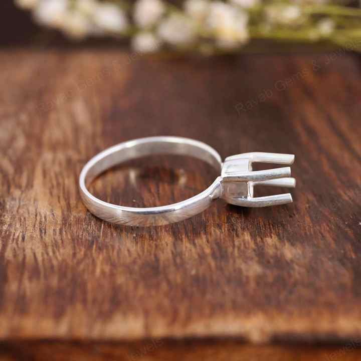 Superb Genuine 925 Sterling Silver 4 Prong Setting 4x8mm Oval Shape Semi-Mount Blank Setting Ring For Women Keepsake Jewelry