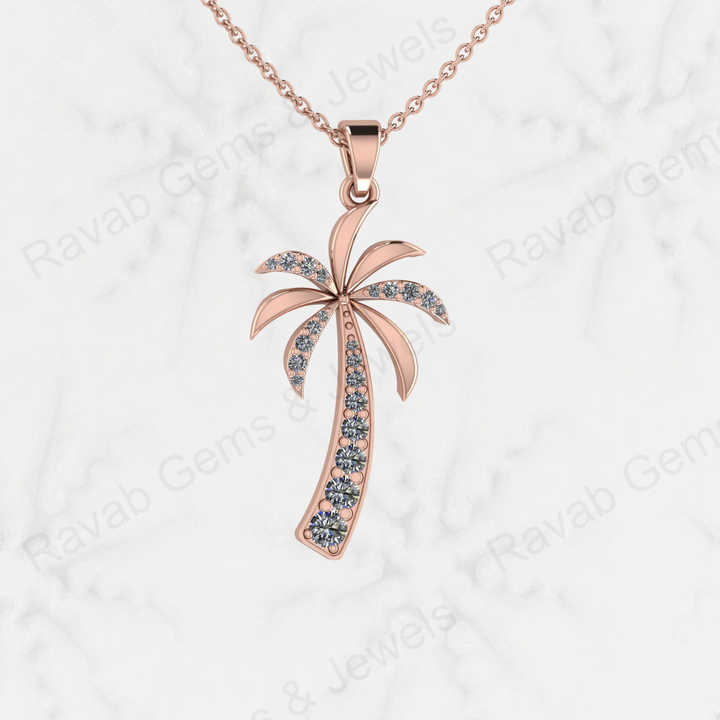 Top Quality Solid 925 Sterling Silver 16x29mm Palm Tree Micro Pave Diamond Setting Charm Pendant Nature Lover Fine Jewelry