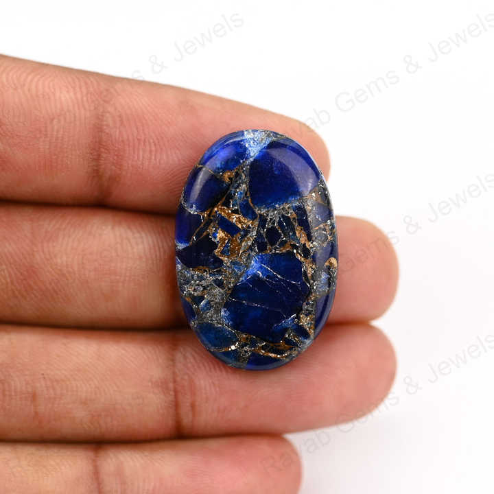 Best Selling 20x30mm Mohave Sapphire Composite Copper Cabochons High-Polished Quartz Gemstone Smooth Oval Shape Jewelry Making