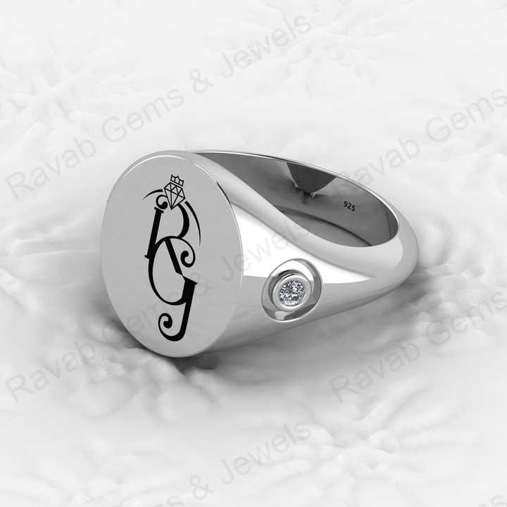 Best Selling Men's Personalized 925 Sterling Silver Signet Ring Custom Name Logo Engraved Diamond Stone for Wedding Fine Jewelry