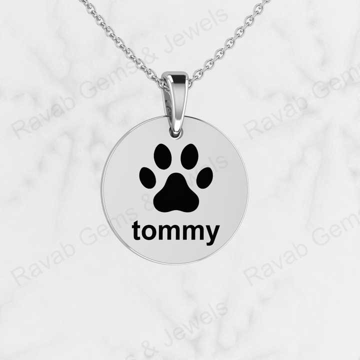 Best Selling 925 Sterling Silver 20mm Coin Custom Dog Paw Logo Engraved Personalized Diamond Charm Pendants Women Fine Jewelry