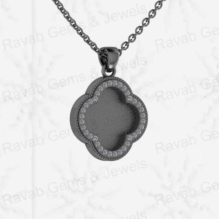 Genuine 925 Silver 12mm Clover Semi Mounting Blank Setting Bezel Resin Breastmilk Keepsake Pendant Jewelry Findings & Components