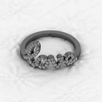 Best Selling Solid 925 Sterling Silver Script CZ Love Forever Promise Gold Vermeil Wedding Eternity Band Women Ring Fine Jewelry