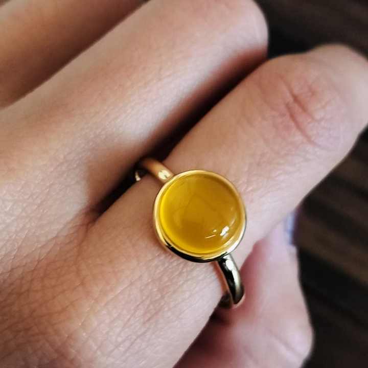 Best Quality Genuine Yellow Chalcedony 10mm Round Shape Bezel Setting Solid 925 Sterling Silver Women Handmade Wholesale Jewelry