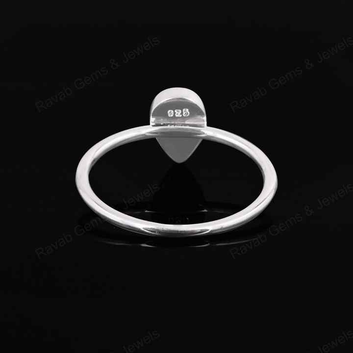 Genuine 925 Sterling Silver 7x9mm Pear Bezel Setting Simple Band Minimalist Ring Good For Resin & Ashes Work Keepsake Jewelry