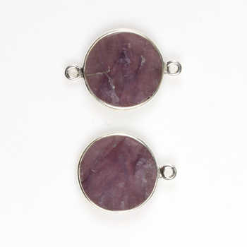 Best Selling 14K Gold Plated 12mm Natural Lapidolite Gemstone Sterling Silver Link Charm Connector Pendant Fine Pendants Charms