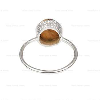 Hot Selling 10mm Mohave Spiny Oyster Copper Turquoise Bezel Handmade Dainty 925 Sterling Silver Ring for Women Fine Jewelry