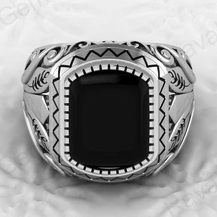 Best Selling Solid 925 Sterling Silver 10x14mm Black Onyx Designer Signet Stylish Ottoman Ring for Men Customized Jewelry