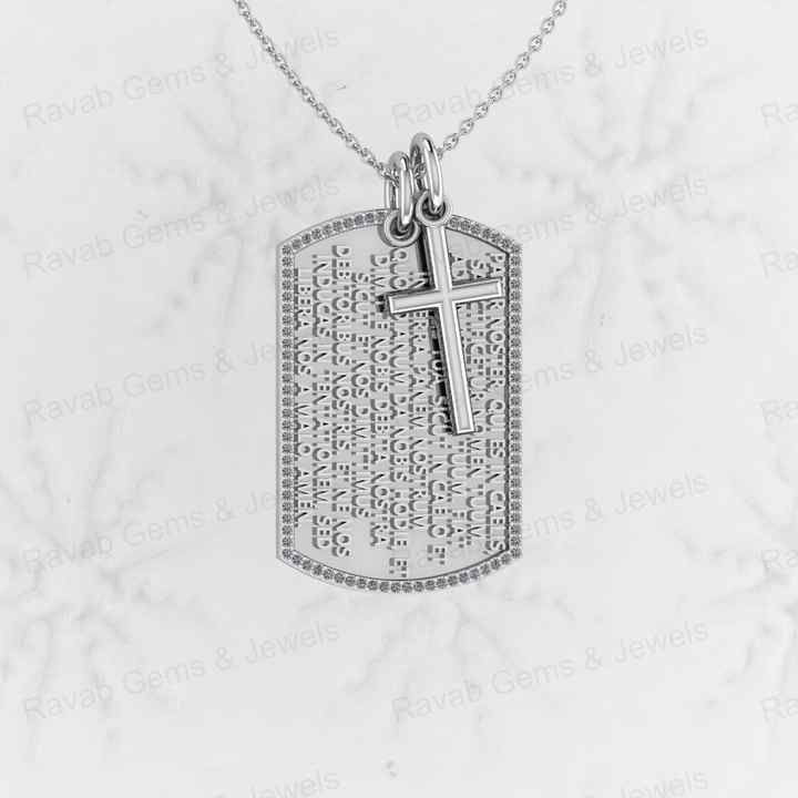 Best Selling 925 Silver With CZ Engraved Lords Catholic Prayer Crucifix Religious Cross Charm Pendant for Christian Fine Jewelry
