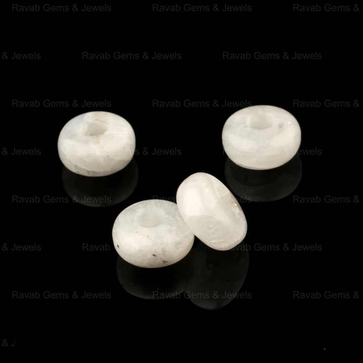 14X8mm Genuine Smooth Blue Sheen Rainbow Moonstone Rondelle Beads 5mm Size Big Hole Loose Gemstone for Stylist Jewelry Making
