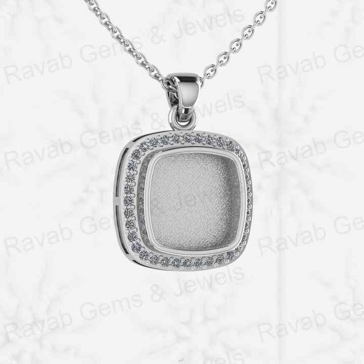 Genuine 925 Genuine Silver 10x10mm Cushion Locket Charm Pendant Semi Mounting Setting for Resin CZ Jewelry Findings Components