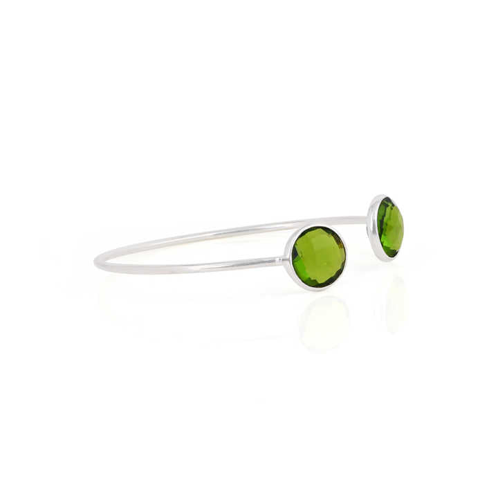 Beautiful Handmade Solid 925 Silver 10mm Round Shape Peridot Hydro Quartz Bezel Adjustable Cuff Bangle Fine Jewelry For Women