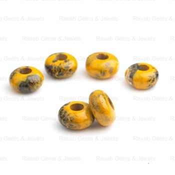 14X8mm Genuine Smooth Polish Bumble Bee Fancy Styled Faceted Rondelle 5mm Big Hole Loose Gemstone Beads for Jewelry Making