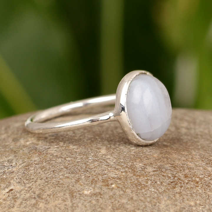 High Selling Genuine Blue Lace Agate Oval Shape 10x14mm Gemstone Solid 925 Sterling Silver Women Birthday Gift Handmade Ring