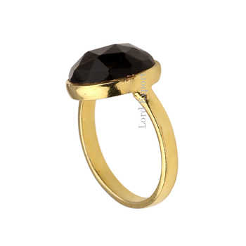 Wholesale Latest Natural Gemstone Smoky Quartz Ring Design Handmade 925 Sterling Silver 18k Gold Plated Ring for Women and Men