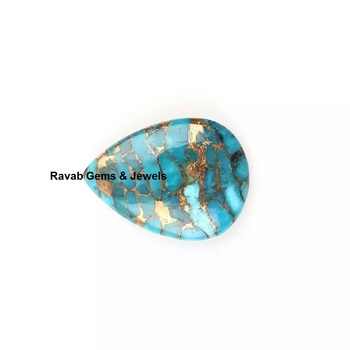 High Quality 16x22mm Pear Shape Briolette Mohave Blue Copper Kingman Turquoise Gemstone Natural Smooth Loose Gemstone Earrings