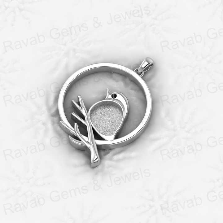 Genuine 925 Silver 25mm Sparrow Sitting Branches Semi Mount Setting Charm Pendant for Resin Ashes Work Necklace Jewelry Findings
