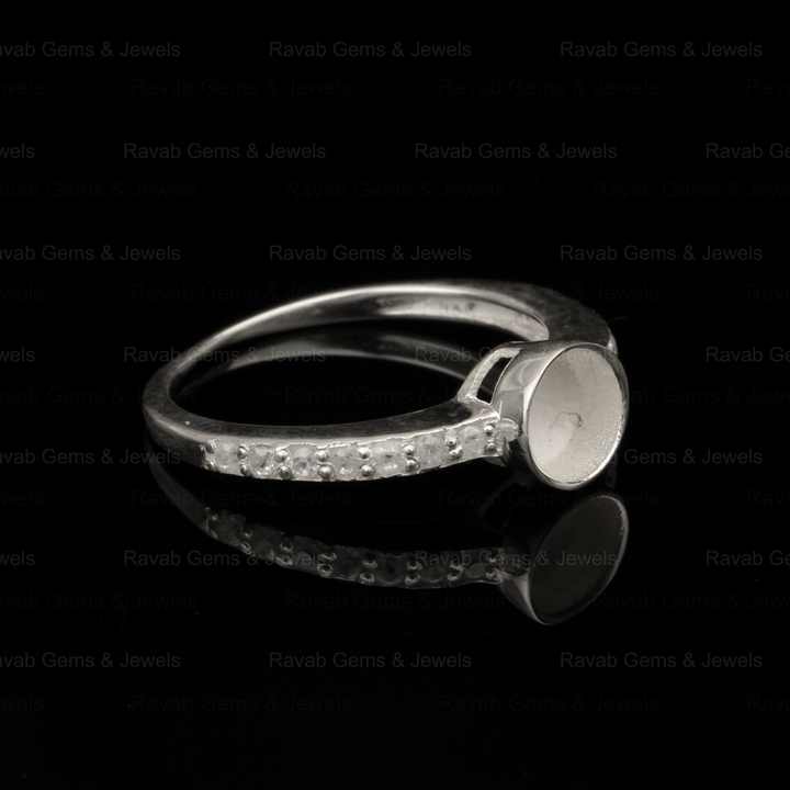 Best Selling Wholesale Silver 6mm Round Zircon Half Eternity Semi Mount Blank Setting Ring for Keepsake Breastmilk DIY Jewelry