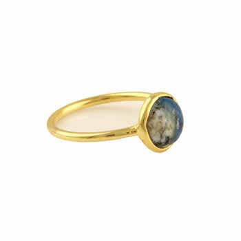 Best Selling 18K Gold Plated 925 Sterling Silver Handmade Round Shape Ring for Women 8mm Natural K2 Jasper Gemstone Bezel