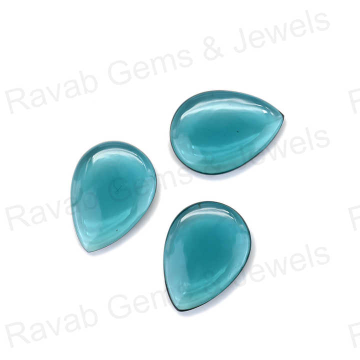 Hot Selling Top Quality 12X16mm Blue Topaz Quartz Pear Shaped Hand Polish Gemstone for Making 14k Gold Handmade Fine Jewelry
