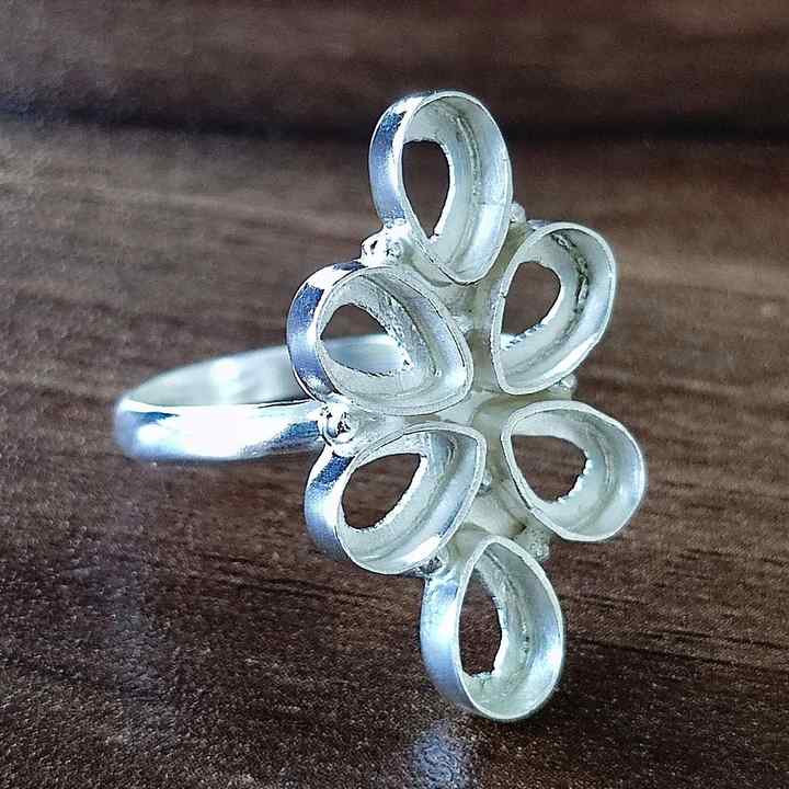 Genuine 925 Sterling Silver Flower Bezel Setting 6x4mm Pear Shape Semi-Mount Blank Setting Ring For Women Keepsake Jewelry